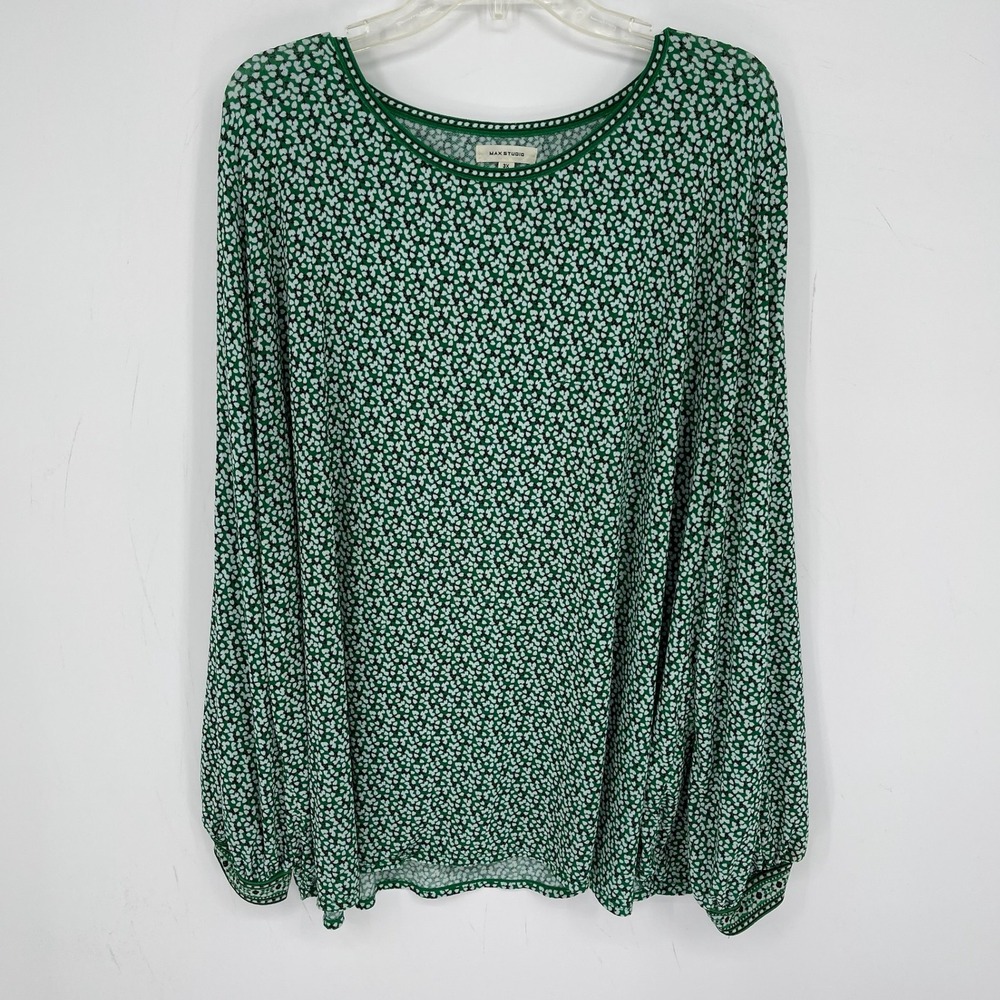 Max Studio Women's Green Floral Long Sleeve Blouse Size 3X